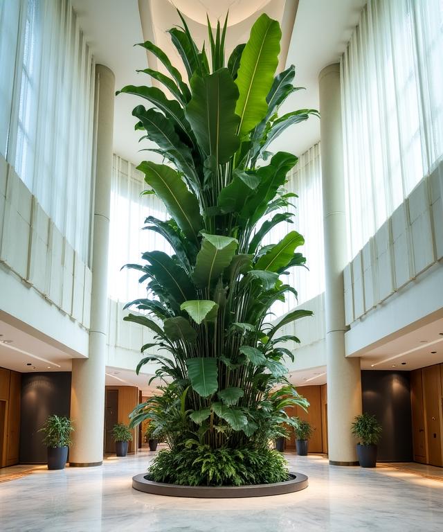 Hotel lobby vertical tropical floral sculpture