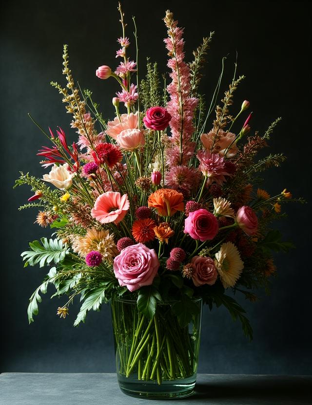 Artistic bespoke floral arrangement by Keystone designer