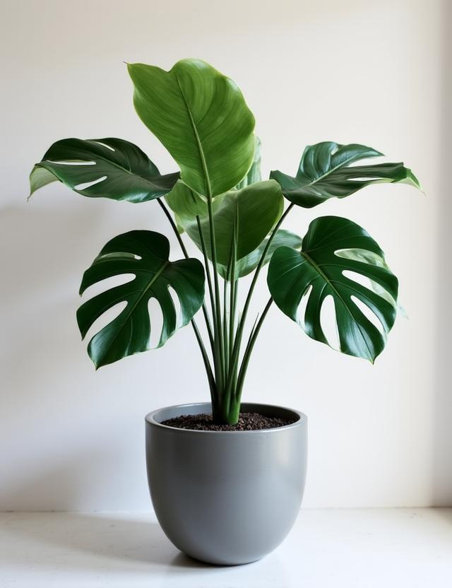 Large Monstera Deliciosa in a minimalist ceramic pot