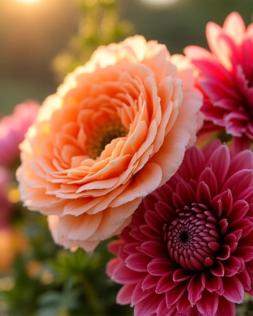 Summer Garden Roses and Dahlias